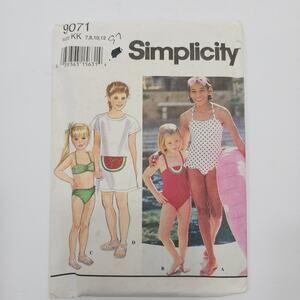 Simplicity 9071 Girls Child Swimsuit and Cover Up sewing pattern Size 7-12 Uncut